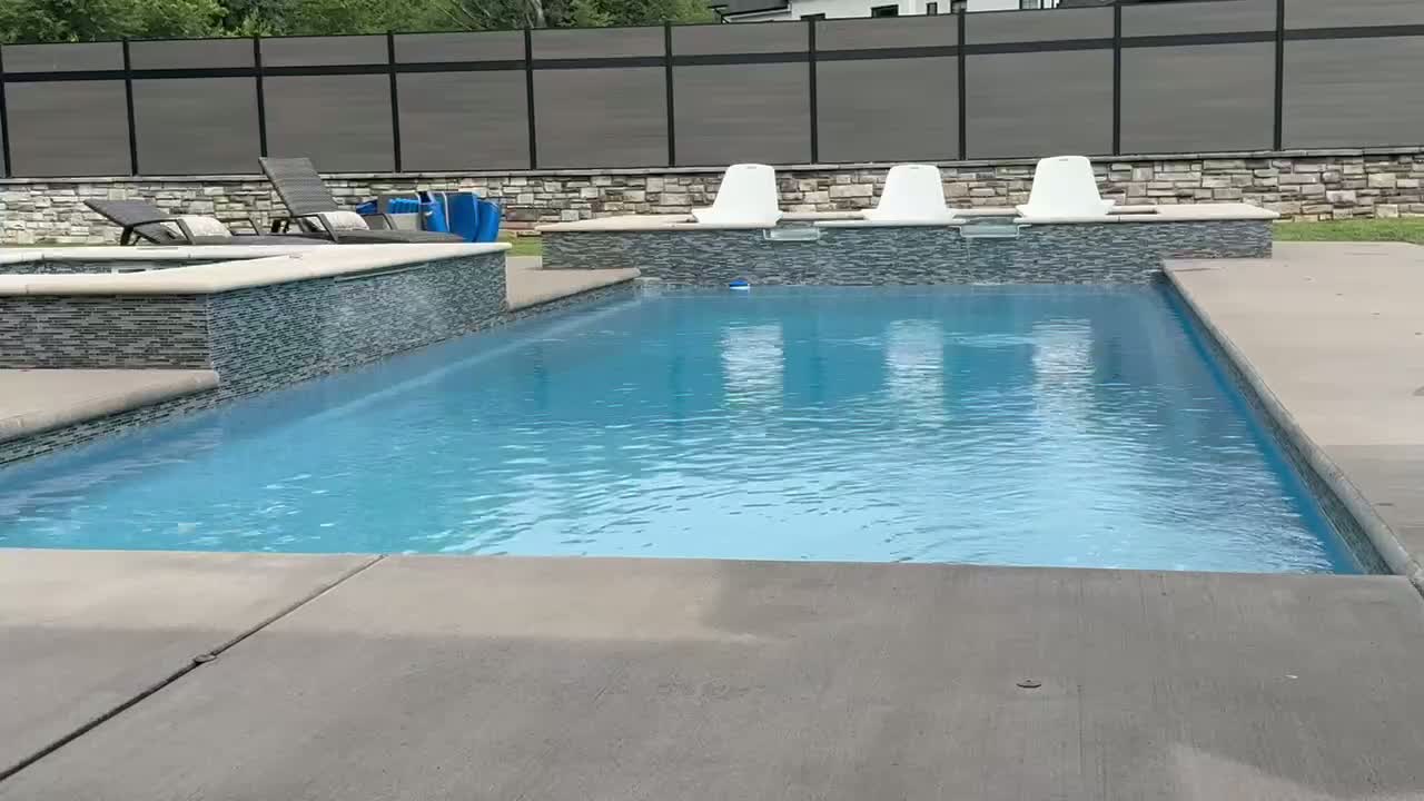 Pool with built-in seating and gently moving water