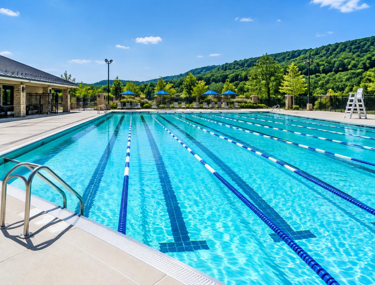 Clean commercial pool with lap lanes